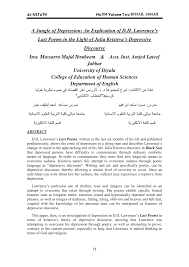 Pdf A Jungle Of Depression A Study Of Lawrences Last Poems In The Light Of Julia Kristevas Depressive Discourse
