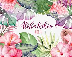This is a pattern from one of my favorite shirts, i figured i'd make a background from it. Tropical Flowers Watercolor Clipart In 2021 Watercolor Flowers Flower Painting Digital Watercolor