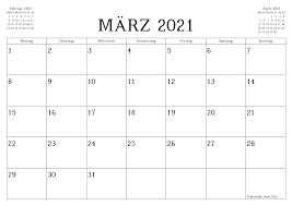 Years with same calendar as 2021. Kalender Und Planer Zum Drucken Von Marz 2021 A4 A3 In Pdf Und Png 7calendar