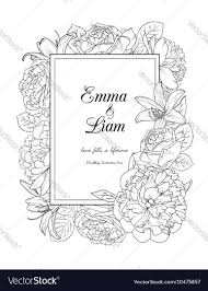 Black And White Invitation Card Template Floral Frame Design Wedding Invitation Card Vector Image On Vectorstock Floral Border Design Black And White Wedding Invitations Wedding Invitations