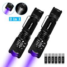 Keenstone 2 Pack Uv Flashlight With Batteries 2 In 1 Black Light Tactical Light Flashlight Mini Ultraviolet Blacklight Urine Detector For Cats Pet Stains Bed Bugs Scorpions Uv Blacklight Flashlight
