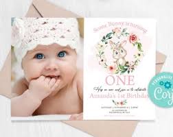 Editable Bunny 1st Birthday Invitation: Easter Party (digital File)