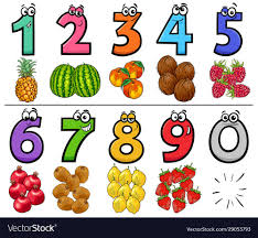 Cartoon Illustration Of Educational Numbers Set From One To Nine With Fruits Food Objects Download Cartoon Illustration Fruit Vector Graphic Design Tutorials