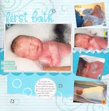 Here's what you'll need to create baby bath scrapbook pages above First Bath Baby Scrapbook Baby Layouts Scrapbook Page Layouts