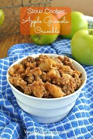 How To Make A Apple Granola Crumble In The Slow Cooker This Is A Crunchy Dairy Free Homemade Cere Slow Cooker Apples Vegan Crockpot Recipes Vegan Slow Cooker