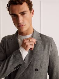 Guido Maria Kretschmer Men Rovný strih Sako 'Sean' vo farbe Sivá Melírovaná 