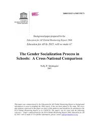 The Gender Socialization Process In Schools: A Cross-National Comparison