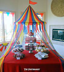 Go traditional with red and white carnival party decorations with our striped table covers or pennant banner or explore with multiple array of colors. Around The Circus In 80 Days Circus Theme Party Circus Birthday Party Carnival Themed Party
