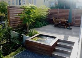 Holzterrasse Mit Wasserbecken Holzterrasse Mit Wasserbecken Hardscape Backyard Backyard Patio Water Features In The Garden