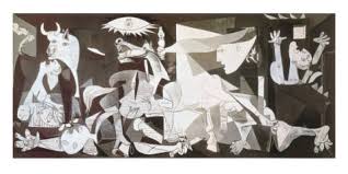 Pastell rosa, pastell grün, pastell blau, dunkel blau und. Pablo Picasso Guernica Kunstdruck Leinwandbild Gerahmtes Bild