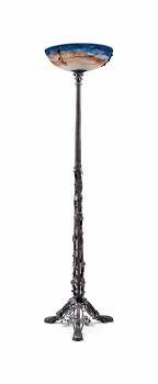 Hand made in pennsylvania wrought iron floor lamp approx 5 tall it uses a 10 clip on shade (not included) easy assembly with instructions included. A French Wrought Iron Floor Lamp With Mottled Glass Shade By Muller Freres