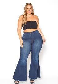 Are flare jeans and bell bottoms the same? Vibrant Plus Size Classic Wash High Waist Bell Bottom Jeans Asoph Com