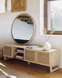 Meuble tv scandinave frêne 180 cm hallen. Ivrose Tv Cabinet 180 Cm In Solid Wood And Rustic Colonial Style Rattan Doors