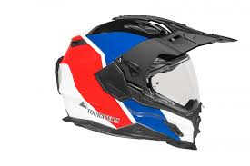 Dual sport helmets commonly feature a wider face opening, encouraging the wear of goggles and have an attached visor to block the sun and additional debris while riding. Touratech Aventuro Carbon 2 Adventure Dual Sport Helmet