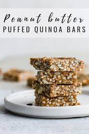 Puffed Quinoa Date Peanut Butter Bars Recipe Food Puffed Quinoa Vegan Snack Recipes