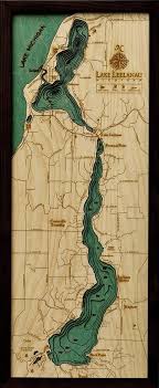 lake leelanau michigan wood carved topographic depth chart