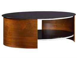 The curve contemporary coffee table features a stylish real wood veneer with high polished chrome legs, offering open space for storage of your everyday items, available in walnut finish. Curve Oval Coffee Table
