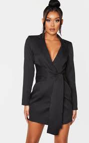 Black Wrap Detail Blazer Dress Blazer Dress Blazer Outfits Outfits