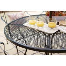 Product title gymax steel frame glass top patio round table dining. Hampton Bay Nantucket Round Metal Outdoor Patio Dining Table 8243000 0105157 The Home Depot Patio Dining Patio Dining Table Outdoor Patio Dining Table