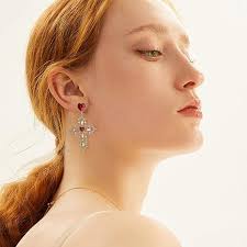 KVANU Unique Chic Big Gold Cross Red Heart Earrings Sparkly Crystal Baroque  Hollow Cross Drop Dangle Earrings for Women Teens Bar Party Gifts, Metal :  Amazon.com.au: Clothing, Shoes & Accessories