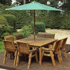 Charles Taylor 8 Seater 6 Chair And Bench Square Table Set With Green Cushions Storage Bag Parasol And Base Robert Dyas