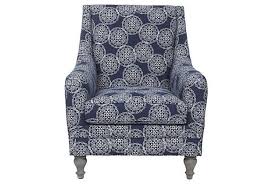 I Love This Chair Soho Chair Navy Ivory On Onekingslane Com Patterned Chair Linen Accent Chairs Pattern Accent Chair