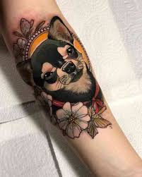 Neo Traditional Dog Portrait Tattoo On The Arm Www Otziapp Com Traditional Tattoo Dog Neo Traditional Tattoo Dog Tattoos