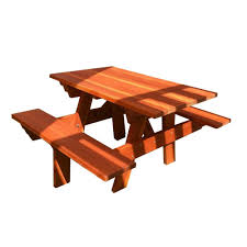 Outdoor 1905 Super Deck 4 Ft Redwood Picnic Table With Attached Benches Ptachbb 4sc1905 Picnic Table Portable Picnic Table Wood Patio Furniture