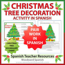 Spanish Christmas Tree Decoration Pair Work And Vocabulary Spanish Christmas Spanish Teacher Resources Christmas Tree Decorations