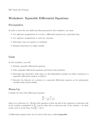 Maybe you would like to learn more about one of these? Worksheet Separable Differential Equations