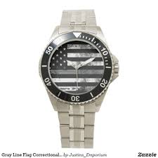 Gray Line Flag Correctional Officer Men S Watch Zazzle Com In 2020 Watches For Men Fossil Watches For Men Mens Watches Stainless Steel