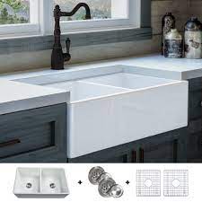 Also available in white, matte white, black, matte black, matte gray, matte dark gray, biscuit, matte brown. Fsw1003 Luxury 33 Inch Pure Fireclay Modern Farmhouse Sink In White D Fossil Blu