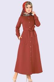 Modaselvim Elbise Dugmeli Elbise Ferace 113 5mc359 Kiremit Hijab Evening Dress Fashion Abaya Fashion