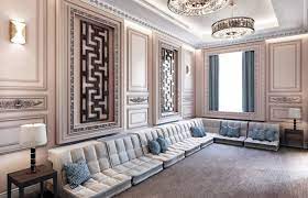 Centre modern furniture around a cubic rug. Modern Islamic Villa Interior Design Comelite Architecture Structure And Interior Design Medien Rendert 5 Archello