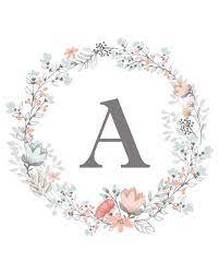 Custom Initial Print Nursery Print Newborn Baby Initial Gift Flower Wreath Typography Art Poster For Home Decor Printable Wall Decor In 2021 Monogram Wallpaper Initial Prints Custom Nursery Print