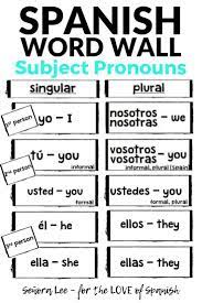 Spanish Pronouns Word Wall Do Your Students Still Get Pronouns Mixed Up Solve That Problem By Spanish Word Wall Learning Spanish Vocabulary Learning Spanish