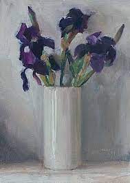 Daily Paintings Irises In A White Vase Postcard From Provence Iris Painting Floral Painting Flower Painting