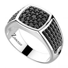 Silver Ring With Black Spinels Zancan Store Silver Rings Silver Black Rhodium