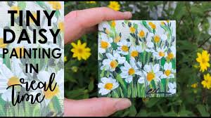 Tiny Daisy Painting Demo Real Time Painting Satisfying Easy For Begin Daisy Painting Painting Demo Acrylic Painting For Beginners