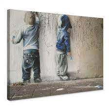 It is widely believed that his first large mural was a piece called mild, mild west. Leinwandbild Banksy Boys Drawing Wall Art De