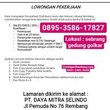 Lowongan Kerja Sales Force Spg Pt Lowongan Rembang Facebook