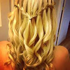 Curly Waterfall Braid Graduation Hairstyles Grad Hairstyles Hair Styles