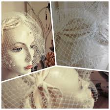 Vintage Cream Satin and Tulle Net Wedding Bridal Headdress