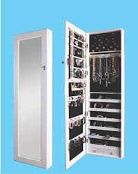 Free shipping on prime eligible orders. Btexpert Premium Wooden Jewelry Armoire Cabinet Wall Mount Over The Door Hanger Locking Organizer Storage Box Case Cheval Mirror Store Rings Necklaces Key Lock For Added Safety Security White Zen Merchandiser