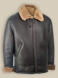 Men Black Aviator Shearling Jacket Men Jacket Mauvetree Leather Jacket Real Leather Jacket Shearling Jacket