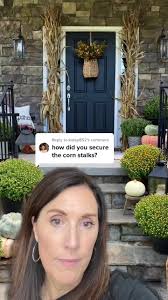 Replying to @katey852 No need to secure corn stalks to house if you make  each bundle heavy enough that they won’t blow over. Use at least 5 stalks  filled with ears of corn. The corn will make the ...