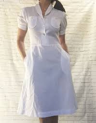 Vintage 40s White Nurse Uniform Dress M Puff Sleeve Hip Nurse Dress Uniform Uniform Dress Nurse Uniform