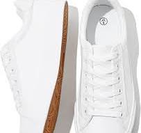 Amazon.com | SERNIAL Womens White Tennis Shoes PU Leather ...