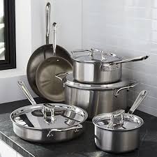 All Clad D5 Brushed Stainless Steel 10 Piece Cookware Set With Bonus Reviews Crate And Barrel Cookware Set Induction Cookware Cookware Sets