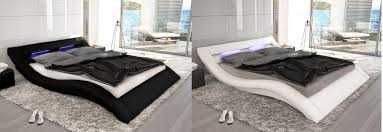 supply24 designer leder bett polsterbett mit 16 farbiger led beleuchtung lederbett weiss oder schwarz wellenformig modern gewelltes bett g in 2020 decor bed home decor